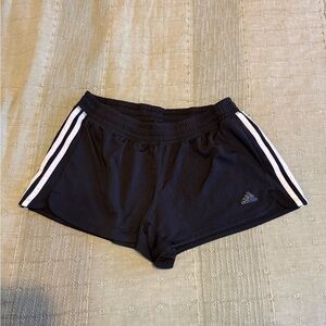 Adidas Women's Black Athletic Shorts with White Stripes